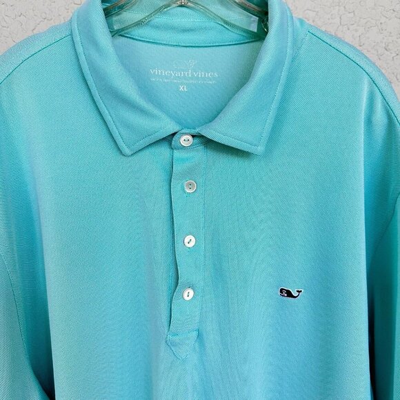 VINEYARD VINES Aqua Short Sleeve Polyester/Spandex Golf Polo Shirt Mens Size‎ XL - Picture 3 of 9